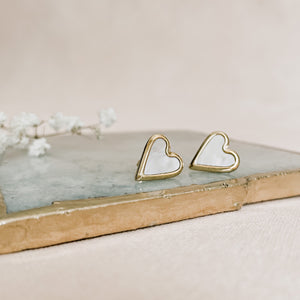 Nicole Pearl Shell Heart Stud Earrings