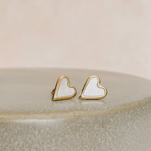 Nicole Pearl Shell Heart Stud Earrings